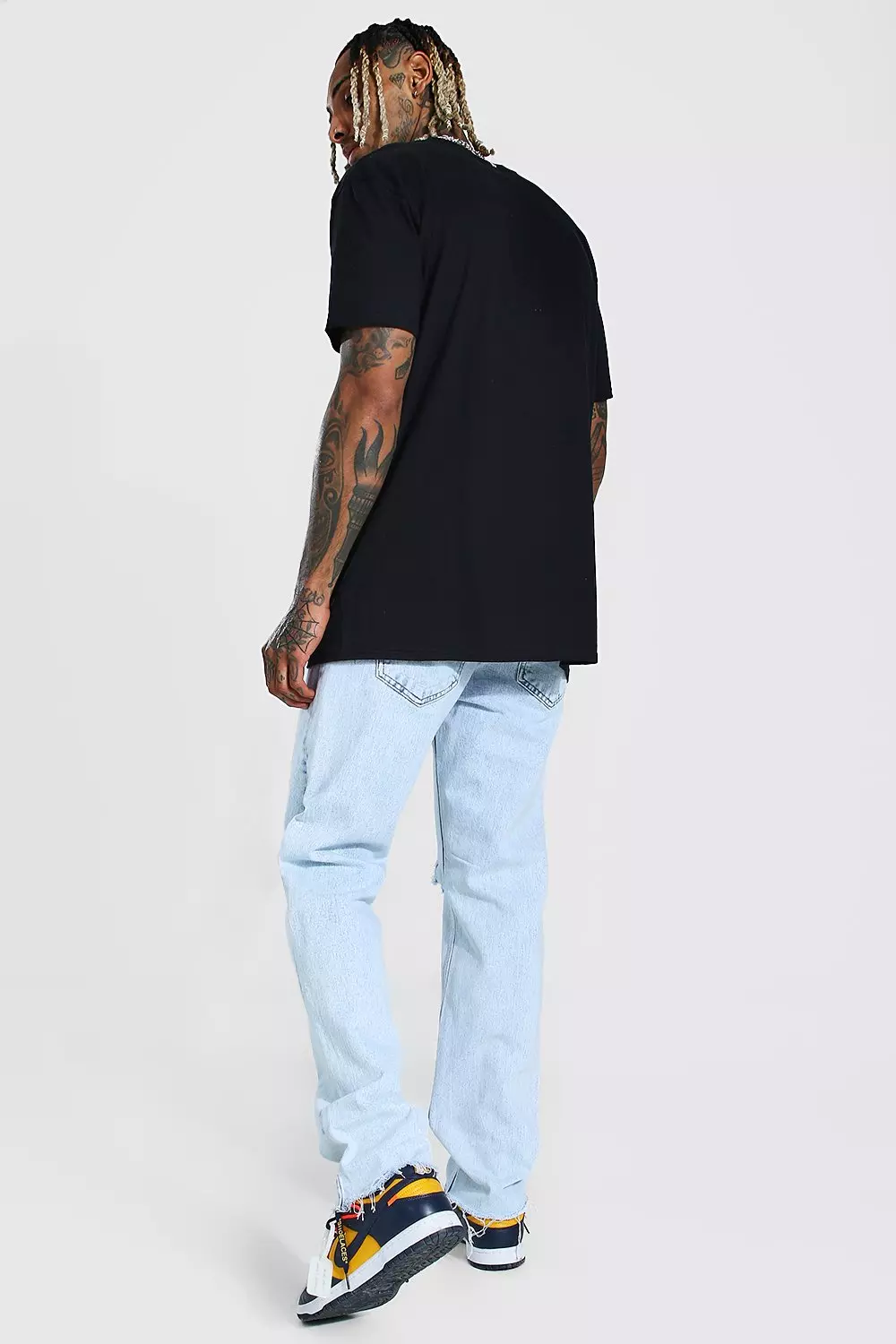 Mens jeans hot sale frayed hem